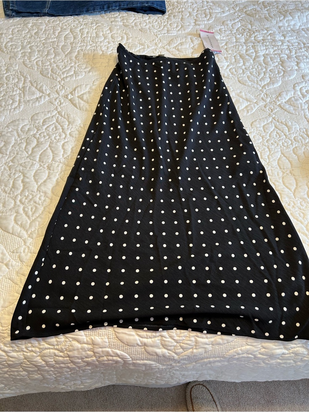 Aeropostale Black Maxi Skirt with White Polka Dots